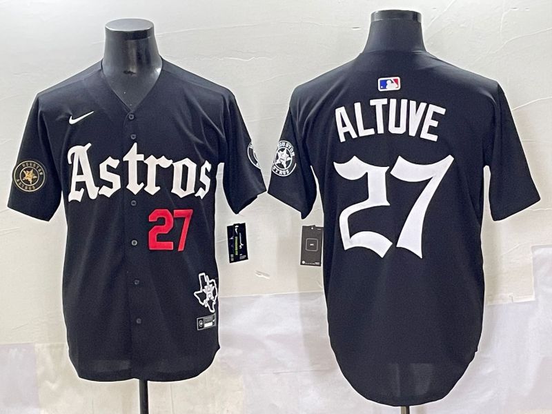 Men 2025 Houston Astros #27 Altuve Black Five generations Joint Name Nike MLB Jersey style 10->houston astros->MLB Jersey